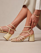 Sandales à talons Ciana - Cuir jaune pastel