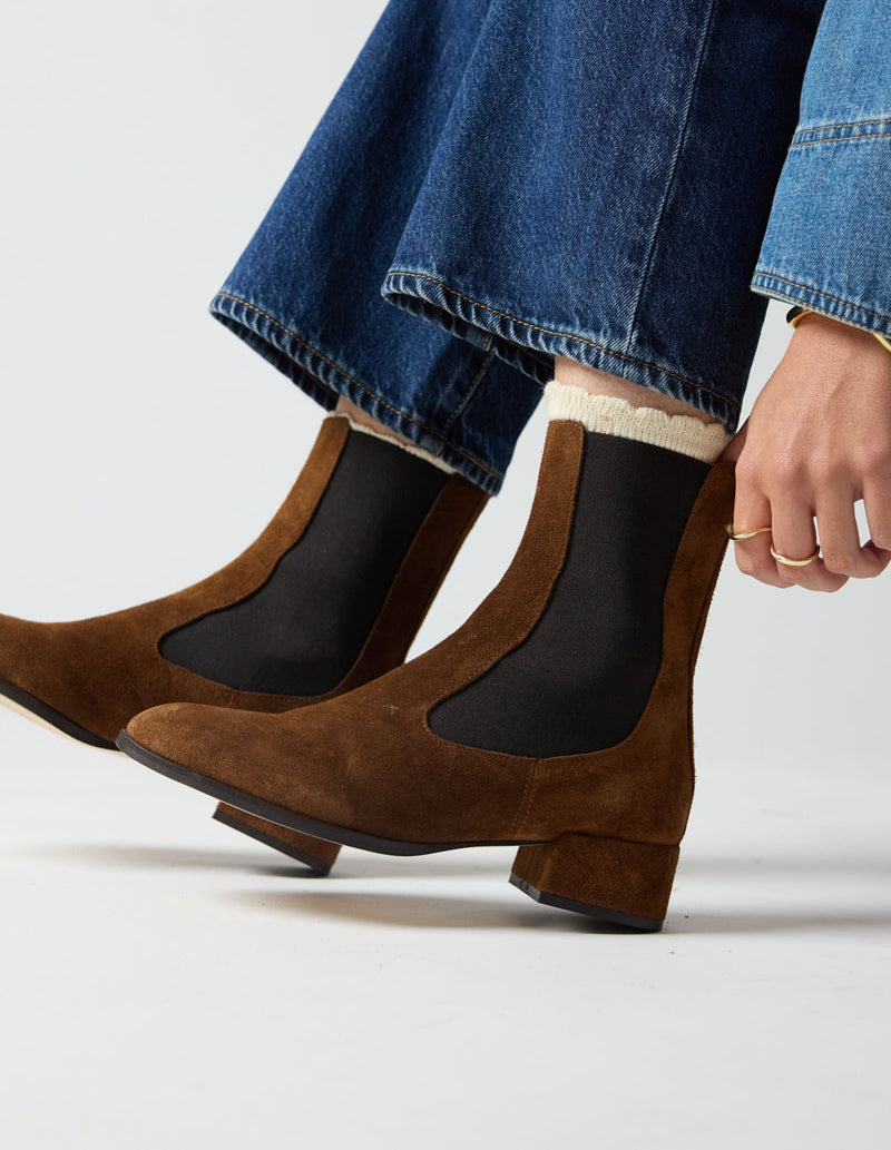 Bottines Delina - Suède Marron