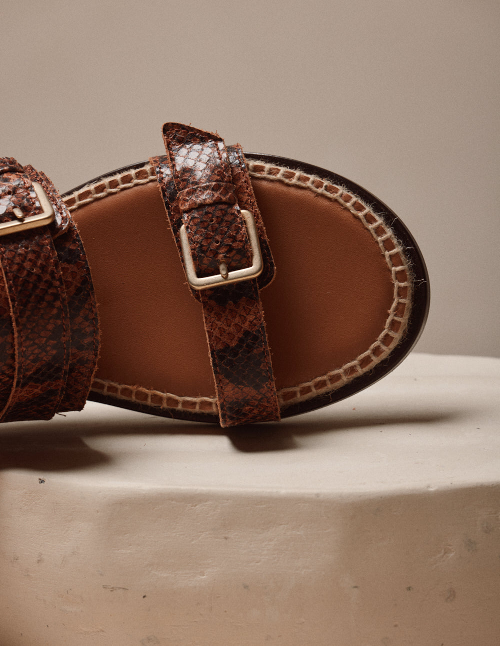 Espadrilles Lozi - Cuir python marron