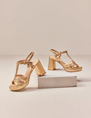 Blandine Heeled Sandals - Gold Leather