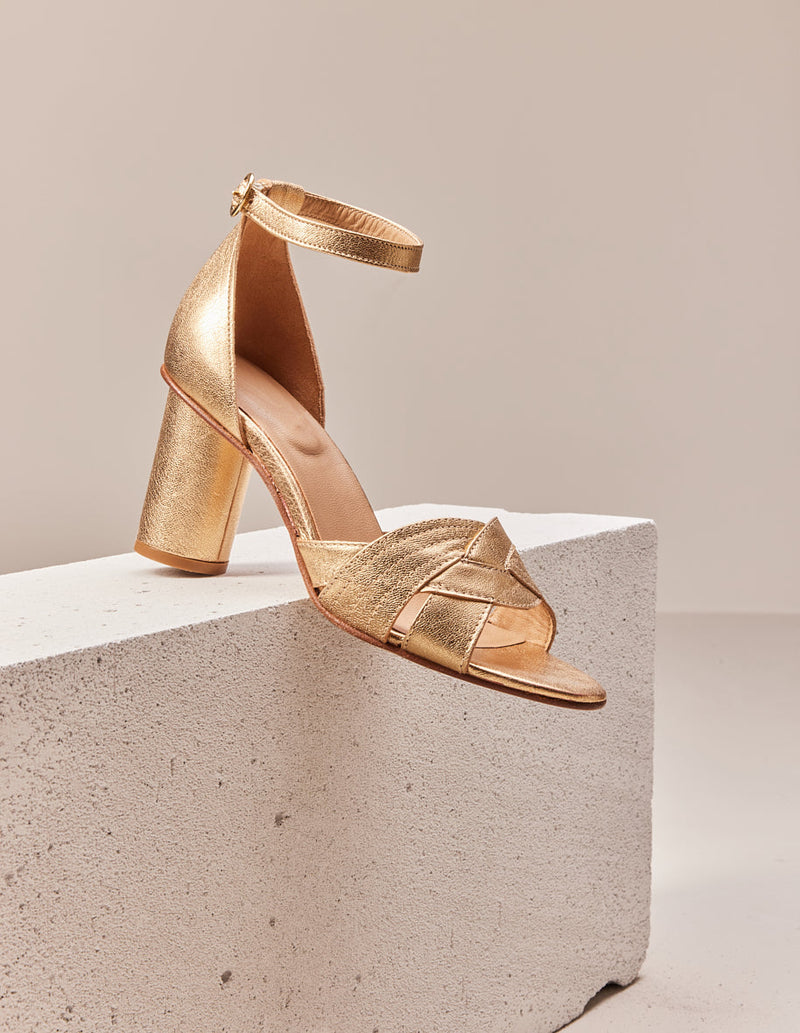 Coralie Heeled Sandals - Gold Leather