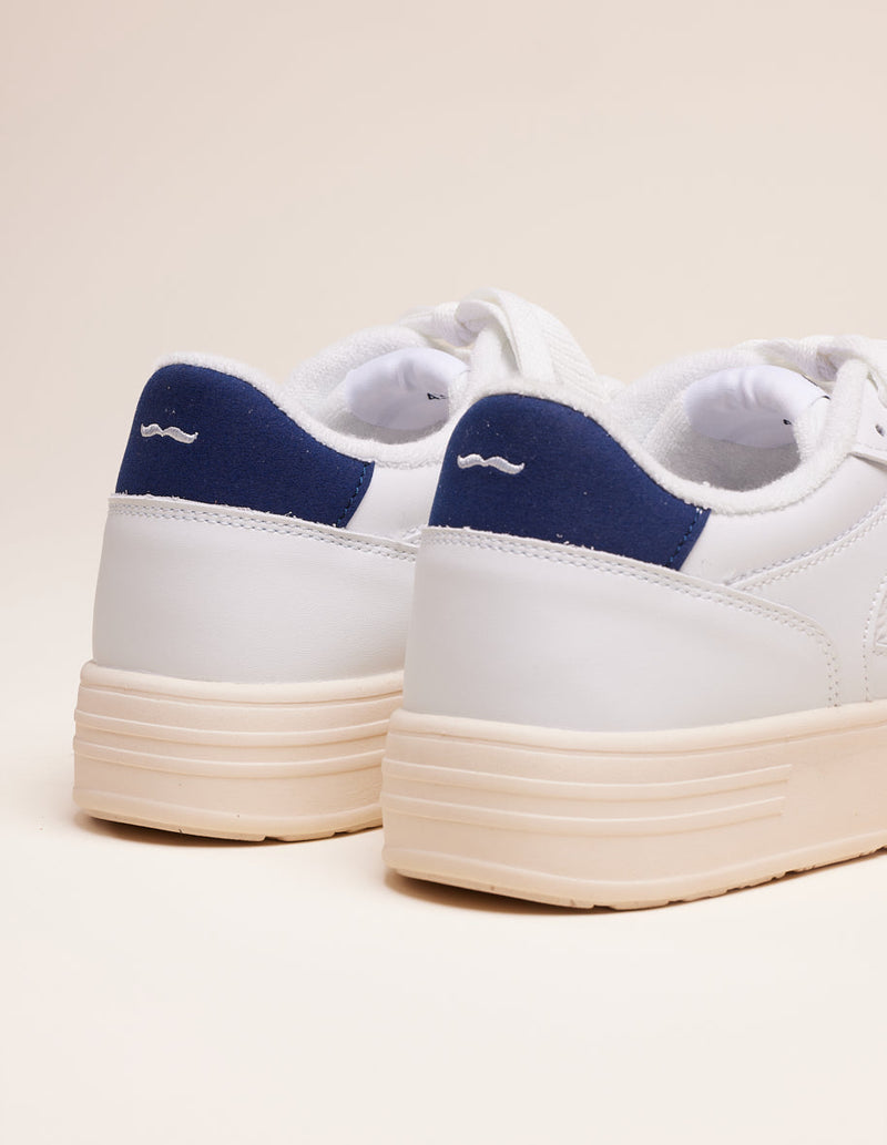 Aimé Low Sneakers - Recycled Leather and Vegan Suede Blanc Marine