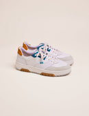 Albert Low Sneakers - Leather & Suede Blanc Petrole Moutarde