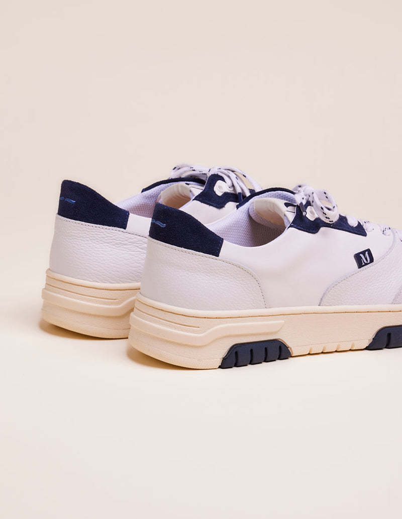 Albert Low Sneakers - Leather and Suede Blanc Navy