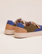 Baskets basses Alexandre - Toile bleu gris, beige et kaki