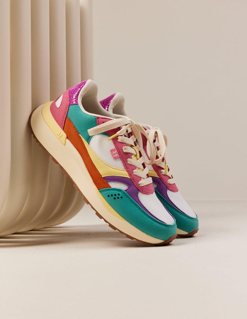 Anaelle Low Sneakers - Turquoise Violet Pink