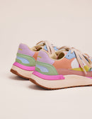 Anaelle Low Sneakers - Vegan Suede And Ripstop Salmon Lime Water Lime