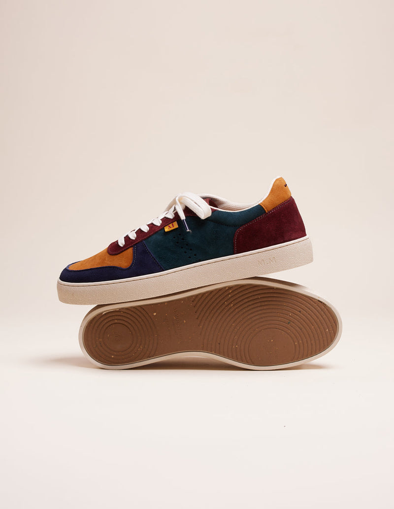 Arthur Low Sneakers - Suede Bordeaux Blue And Green