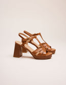 Blandine Heeled Sandals - Wooden Leather