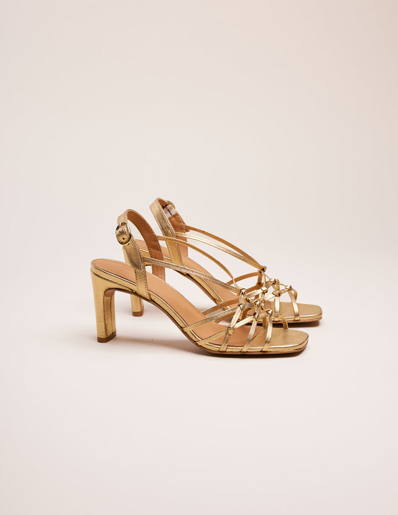Carla Heeled Sandals - Gold Leather