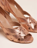 Clémentine H Heeled Sandals - Pink Craquelé Leather