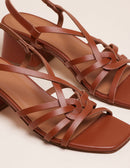 Emilie Heeled Sandals - Cognac leather