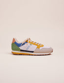 Gabriel Low Sneakers - Vegan Suede and Mesh Light Grey, Blanc and Mustard