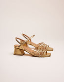 Lily Heeled Sandals - Gold Leather