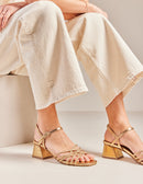 Lily Heeled Sandals - Gold Leather