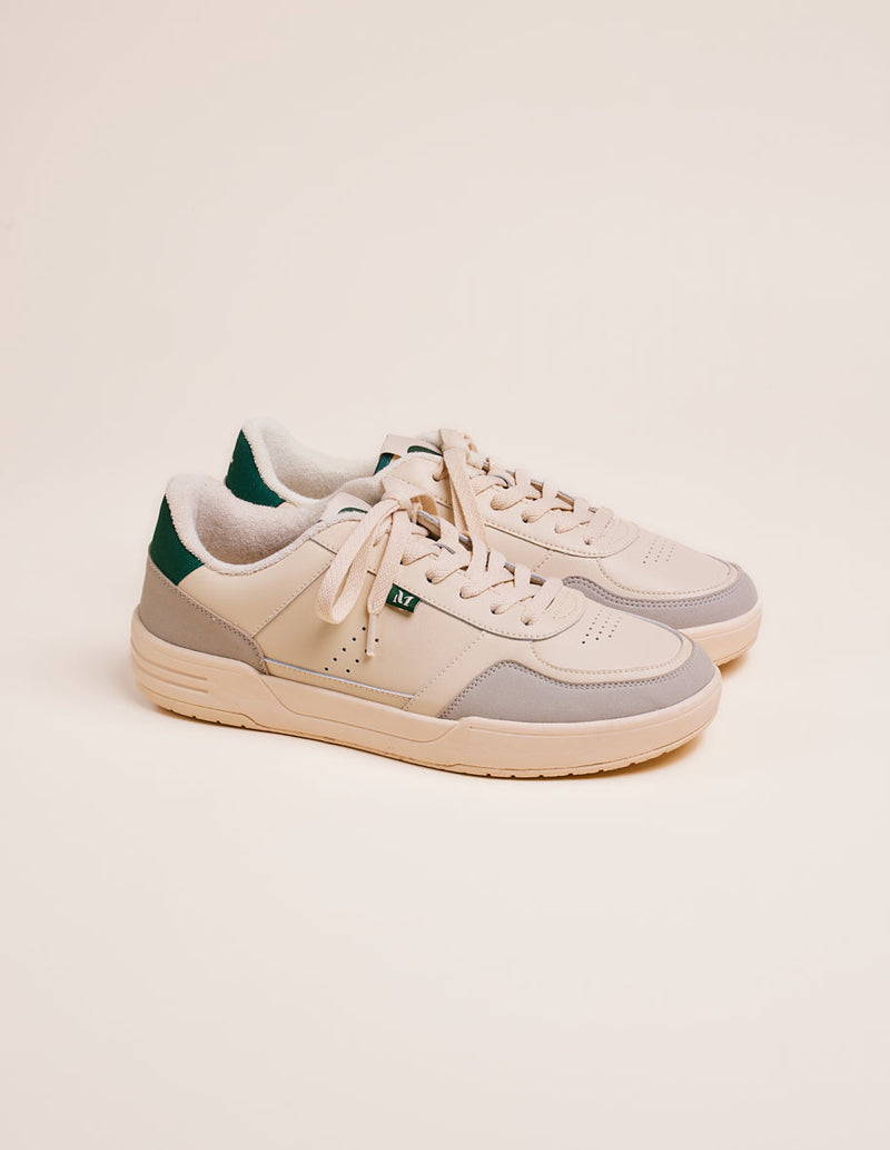 Mael Low Sneakers - Recycled Leather and Ecru Fir Tree Vegan Suede