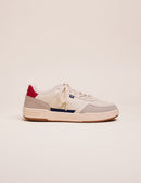 Mael Low Sneakers - Recycled Leather and Vegan Ecru Suede Navy Red