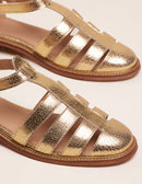 Monique Flat Sandals - Craquelé Doré Leather