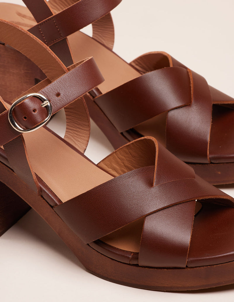 Véra Heeled Sandals - Brown Leather