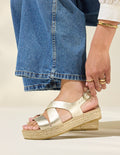 Espadrilles Plates Chantal - Cuir Grainé Champagne