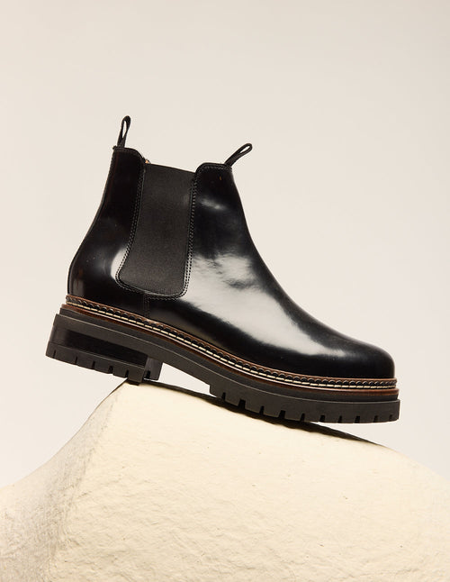 Bottines Pernille - Cuir Box Noir