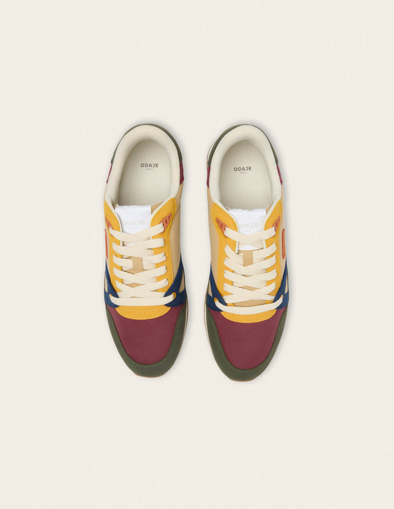Baskets Basses André - Kaki Bordeaux Moutarde