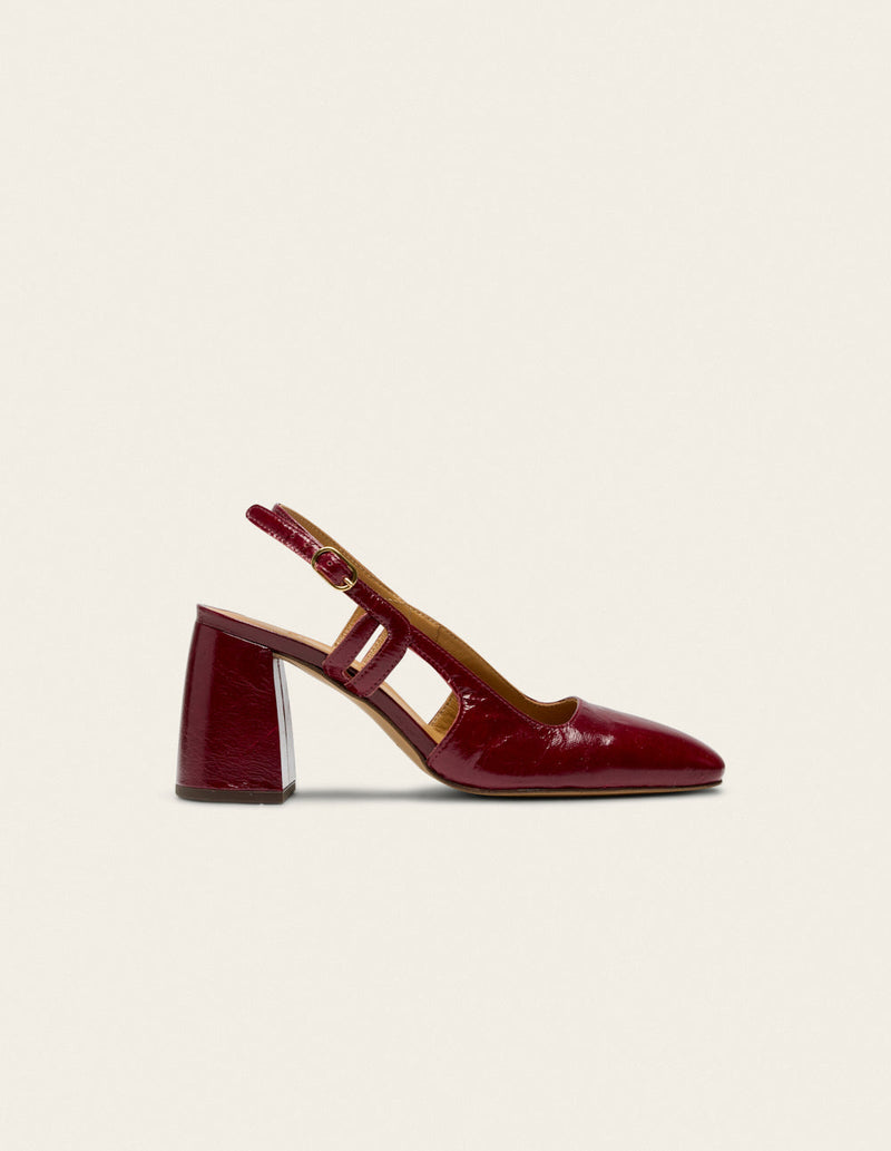 Escarpins Marcie - Cuir Plissé Verni Bordeaux