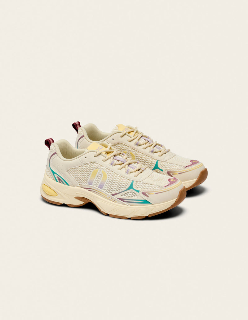 Baskets Basses May - Écru Rose Jaune