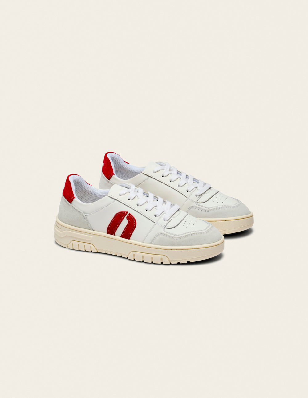 Baskets Basses Nora - Gris Clair Blanc Rouge