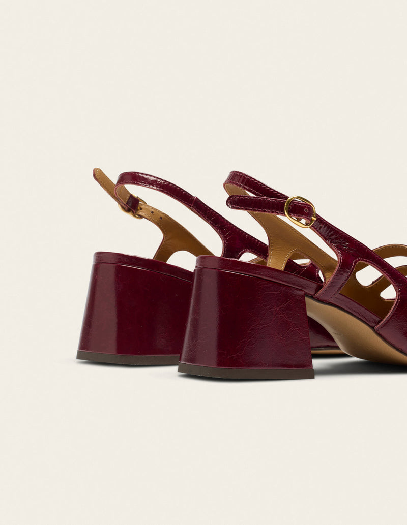 Escarpins Soline - Cuir Plissé Verni Bordeaux