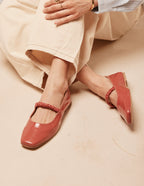 Ballerines Serra - Cuir plissé verni rose