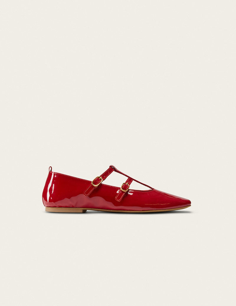 Ballerines Sira - Cuir Verni Rouge