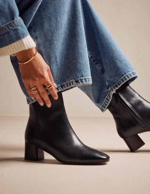 Bottines À Talons Volma - Cuir Noir