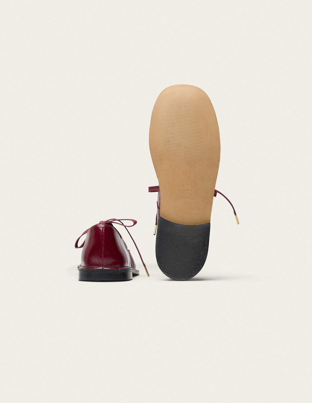 Ballerines Sora - Cuir plissé verni bordeaux