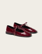 Ballerines Sora - Cuir plissé verni bordeaux