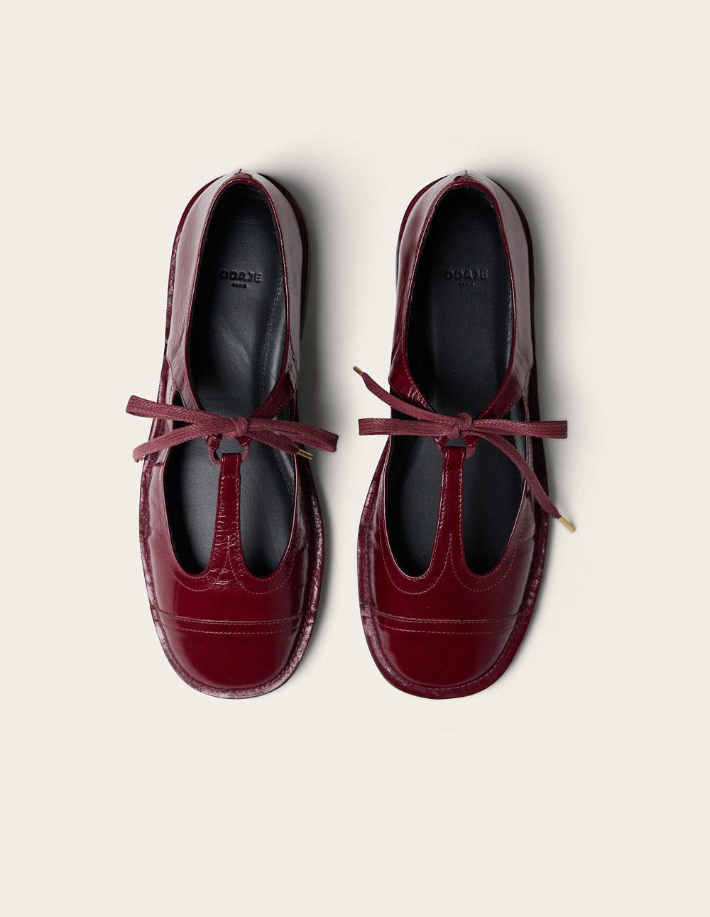Ballerines Sora - Cuir plissé verni bordeaux