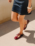 Ballerines Sora - Cuir plissé verni bordeaux