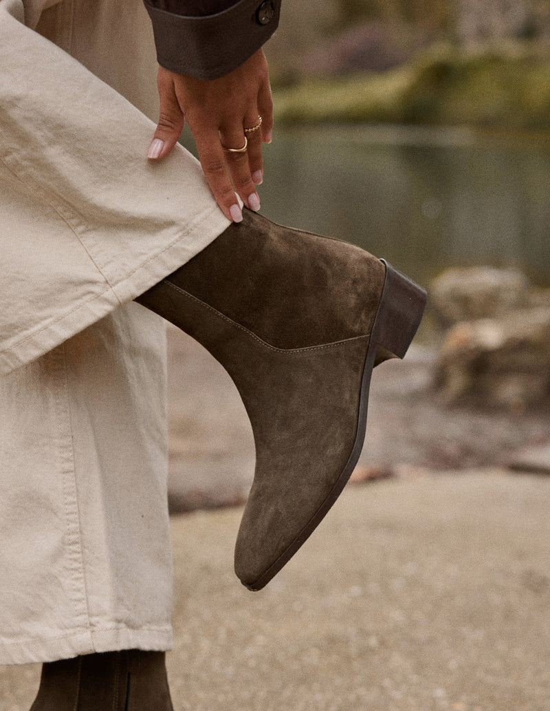 Bottines Sybille - Suède Kaki