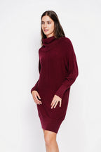 Robe Pull Col Boule – Bordeaux – Femme