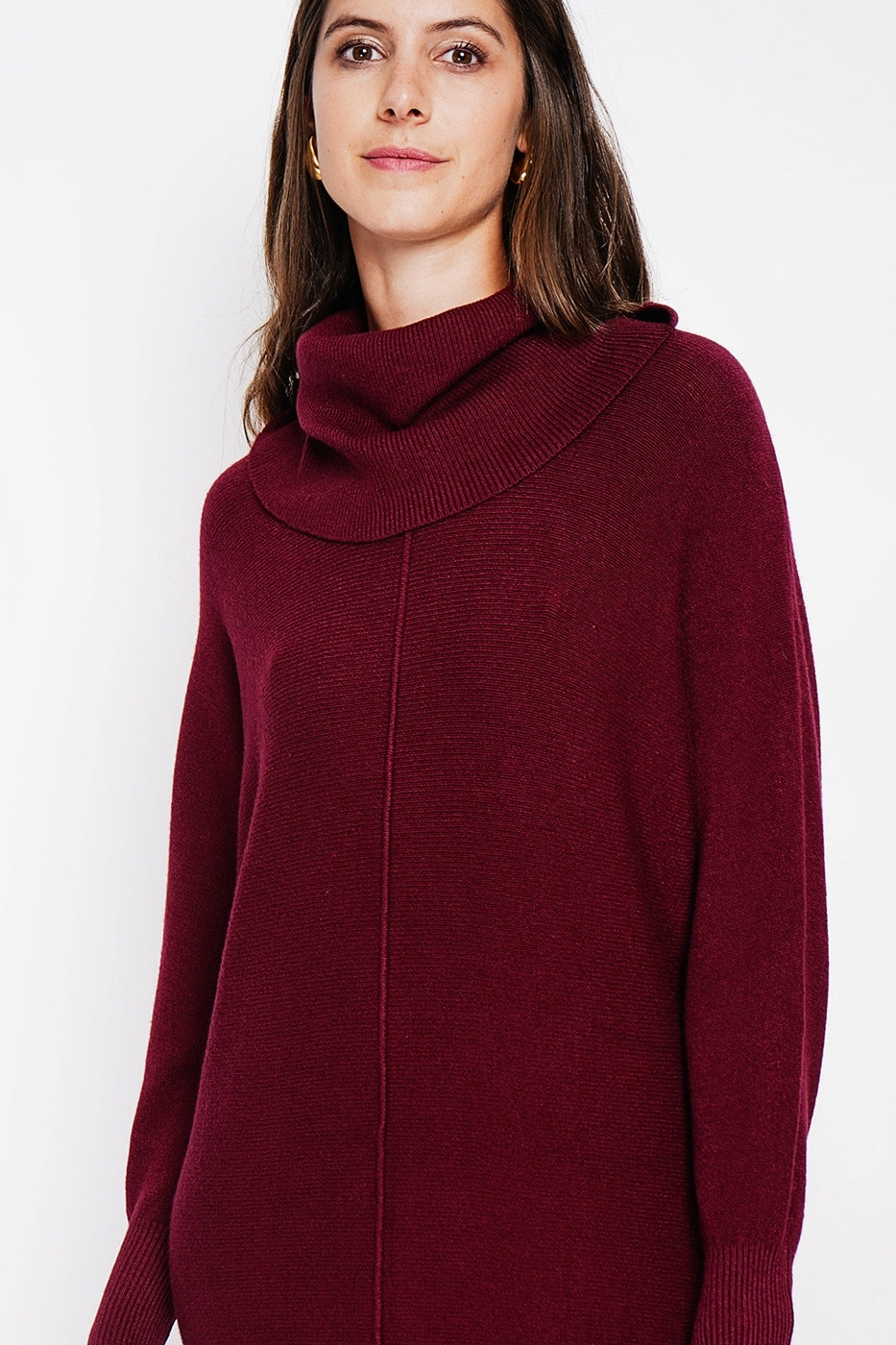Robe Pull Col Boule – Bordeaux – Femme
