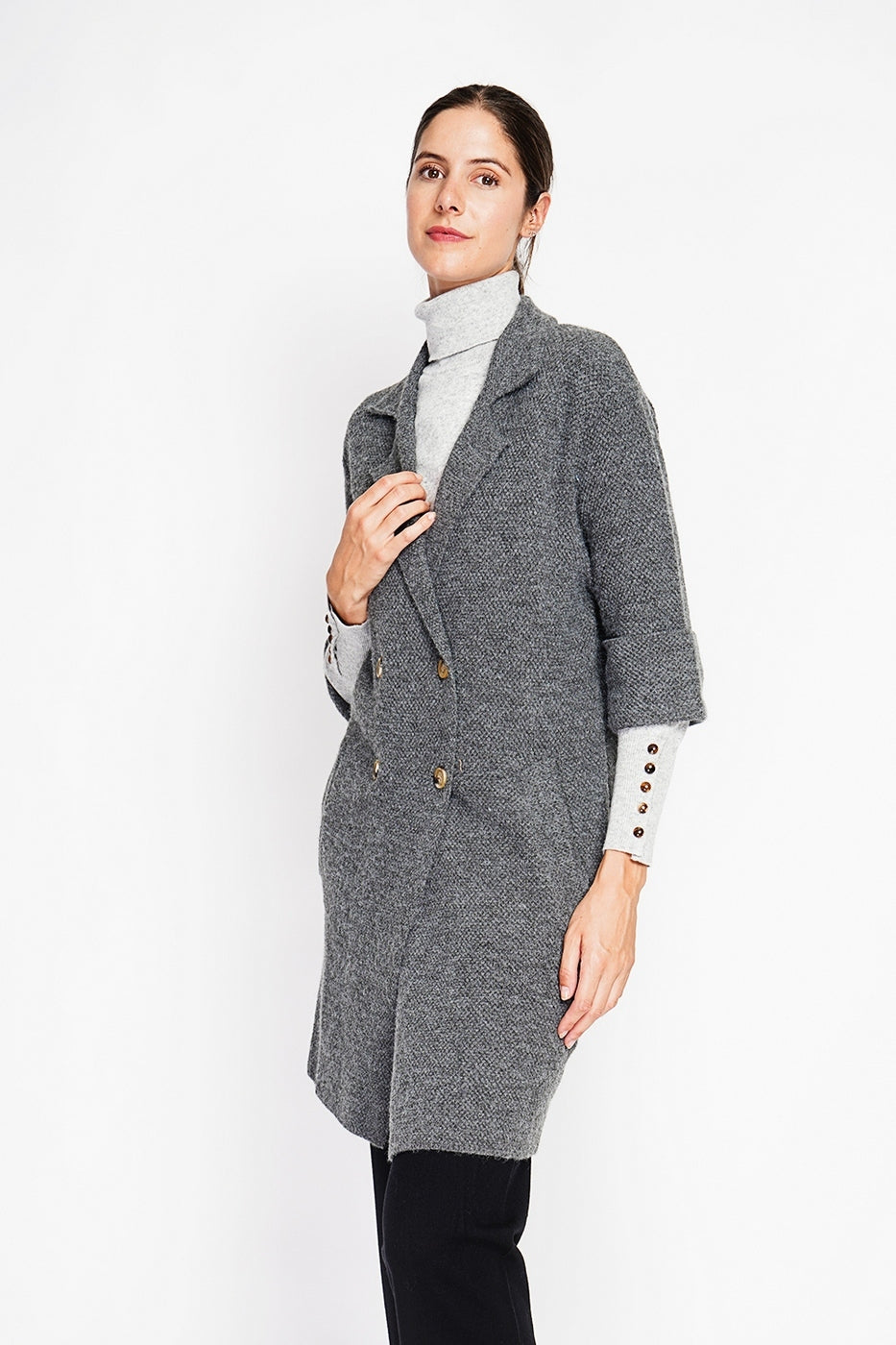 Manteau Long En Maille – Loup – Femme