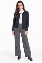 Gilet Col Rond Boutonné – Bleu Nuit – Femme