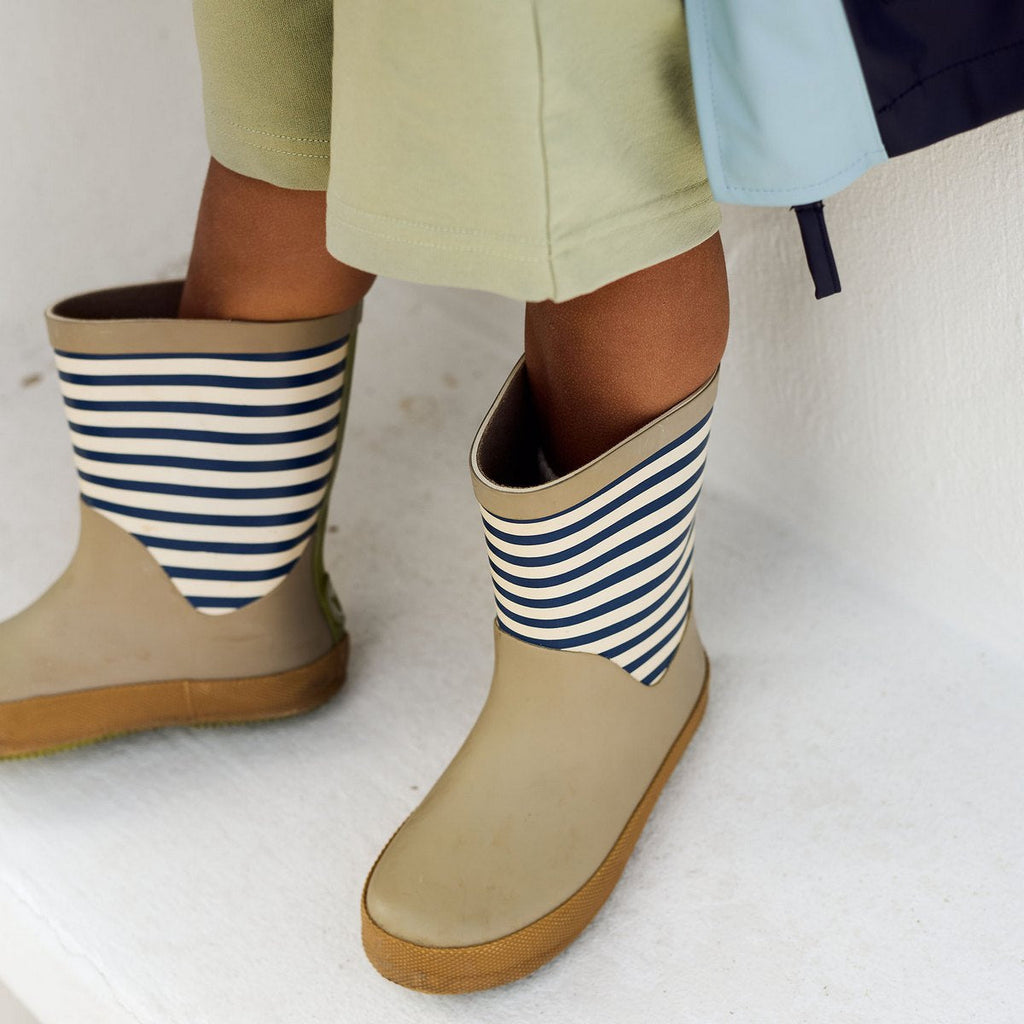 Juno - Blue Stripe - Junior Rubber Boot