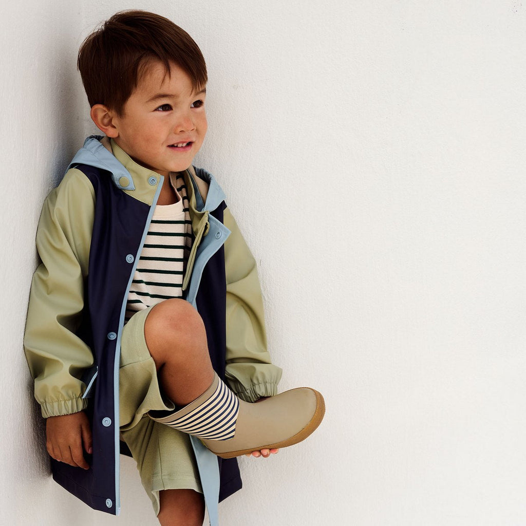 Juno - Blue Stripe - Junior Rubber Boot