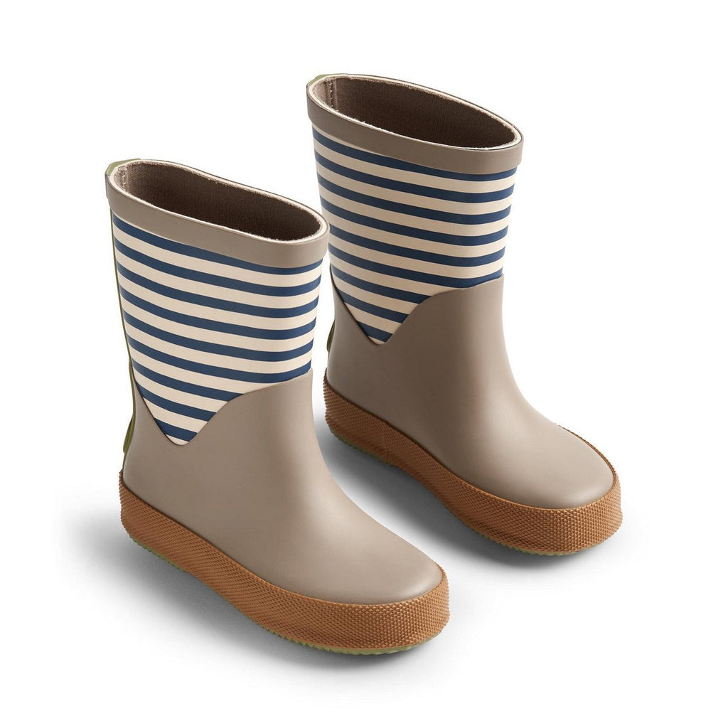 Juno - Blue Stripe - Junior Rubber Boot