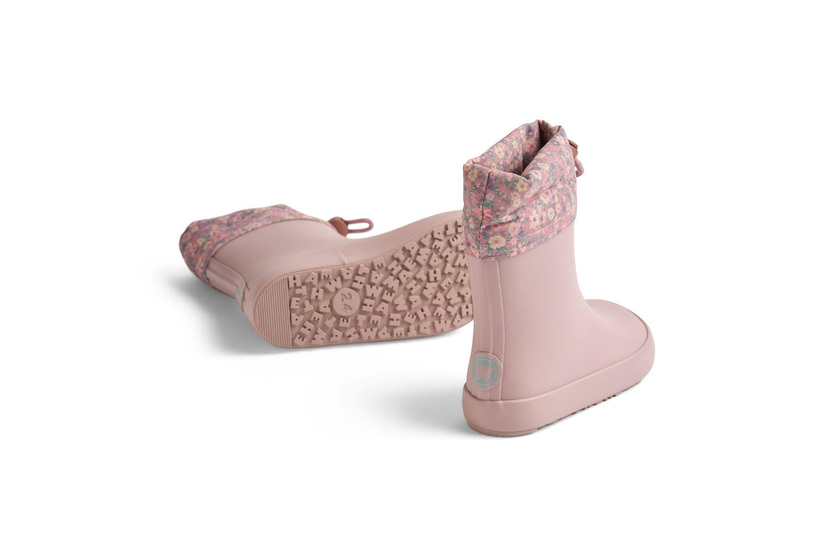Stivali da pioggia barefoot Zerro - Prato fiorito rosa cipria