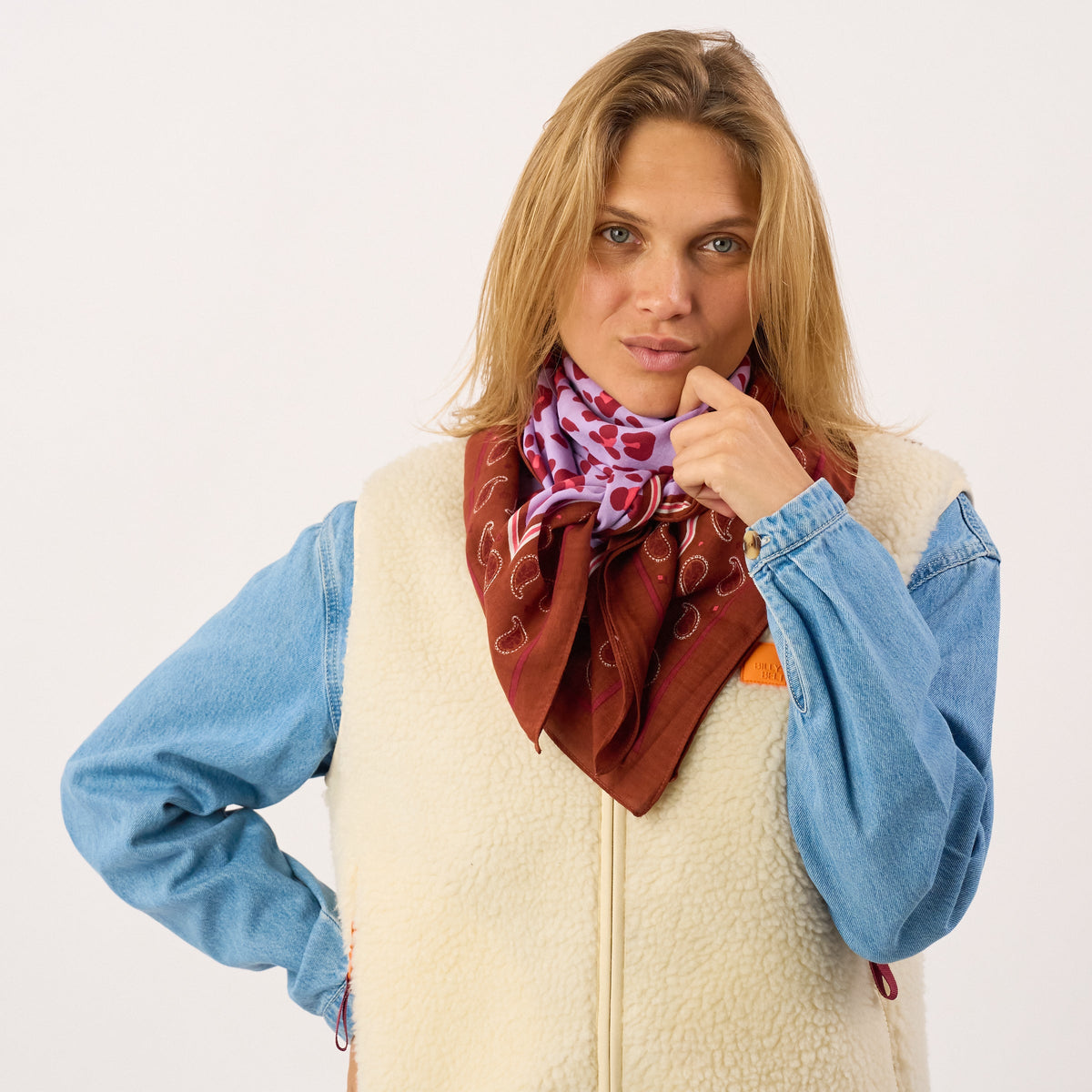 Pañuelo De Mujer En 100% Algodón Orgánico Suzanne - Morado Y Burdeos