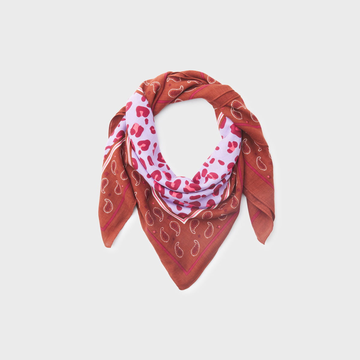 Pañuelo De Mujer En 100% Algodón Orgánico Suzanne - Morado Y Burdeos