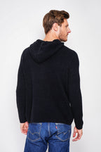 Pull À Capuche Côtelé – Noir – Homme