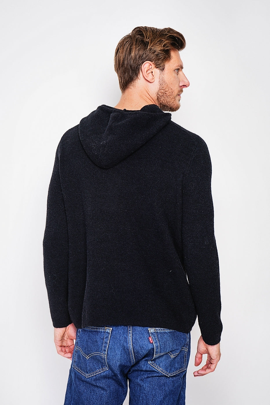 Pull À Capuche Côtelé – Noir – Homme